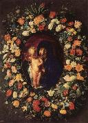 Jacob Jordaens Madonna and  Child Wreathed wih Flowers oil painting